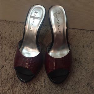 Red Cranberry slip on Rampage Heels